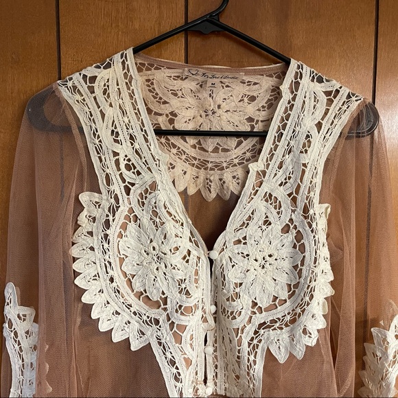 Rare For Love and Lemons Penelope Lace Sheer Crop Top M - Picture 7 of 15